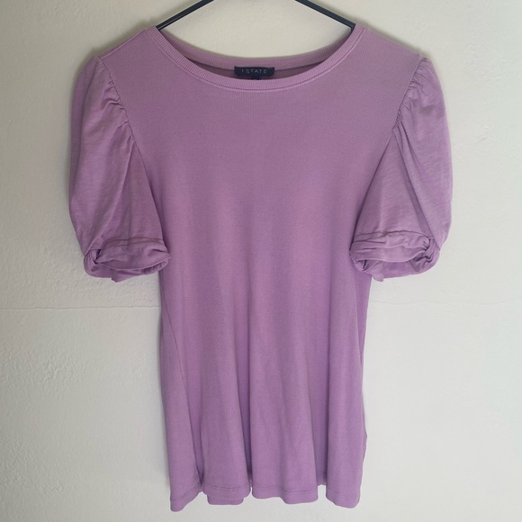 1.STATE Puff Sleeve Rib Knit T-shirt in Voilet Tulle - Picture 9 of 10